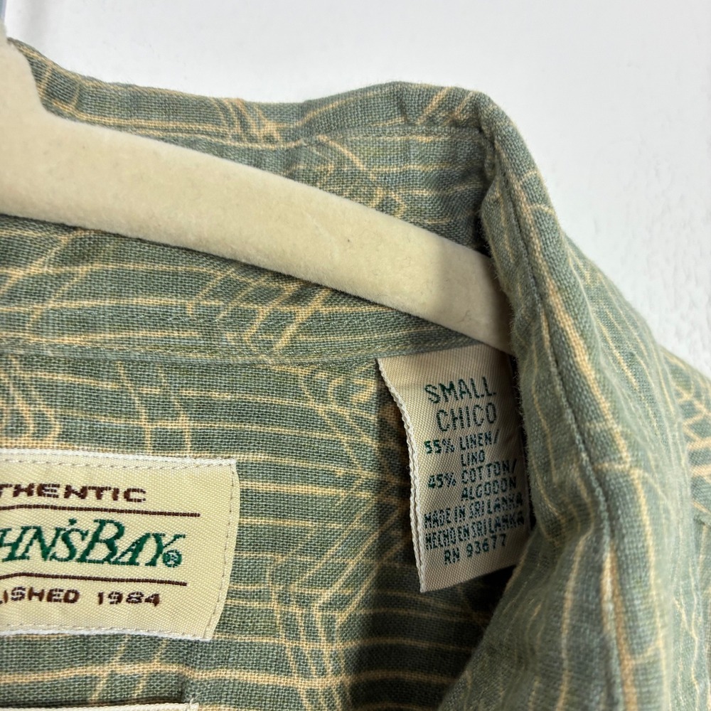 St Johns Bay Linen Cotton Short Sleeve Button Down Shirt Mens Small Summer Retro - Picture 4 of 5